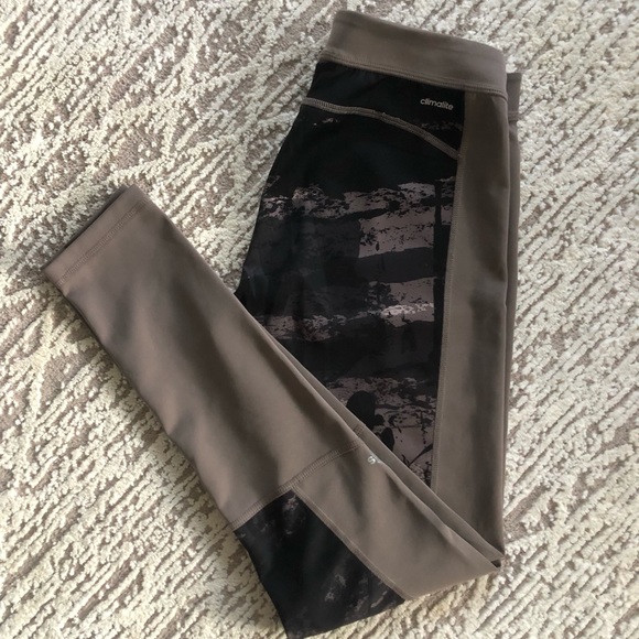 Adidas Climalite Techfit Colorblock Leggings - Tan/Black - Picture 6 of 12